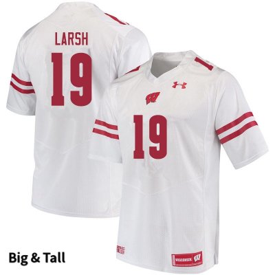 Men's Wisconsin Badgers NCAA #19 Collin Larsh White Authentic Under Armour Big & Tall Stitched College Football Jersey MX31U67WR